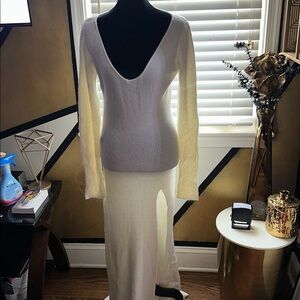 Fashion Nova Ivory Knit Maxi Dress